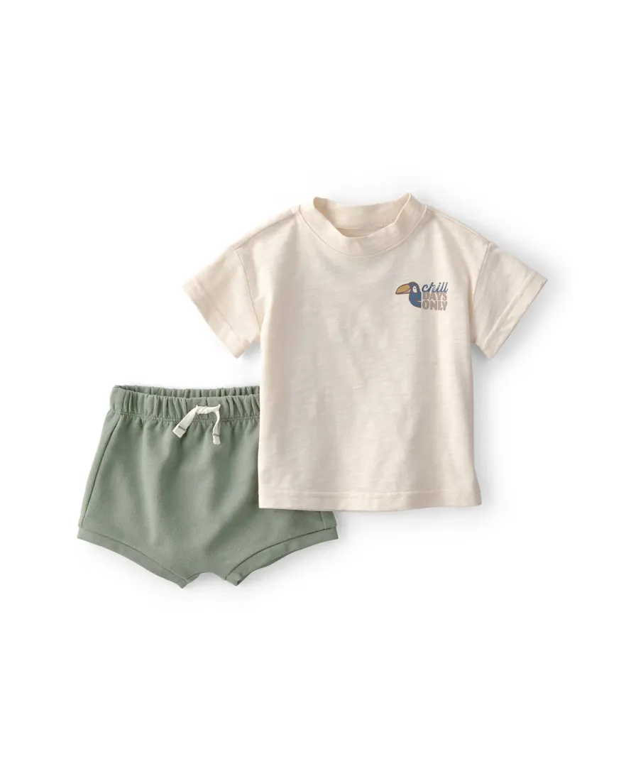 Conjunto curto bebê 2 peças estampado - Multicor