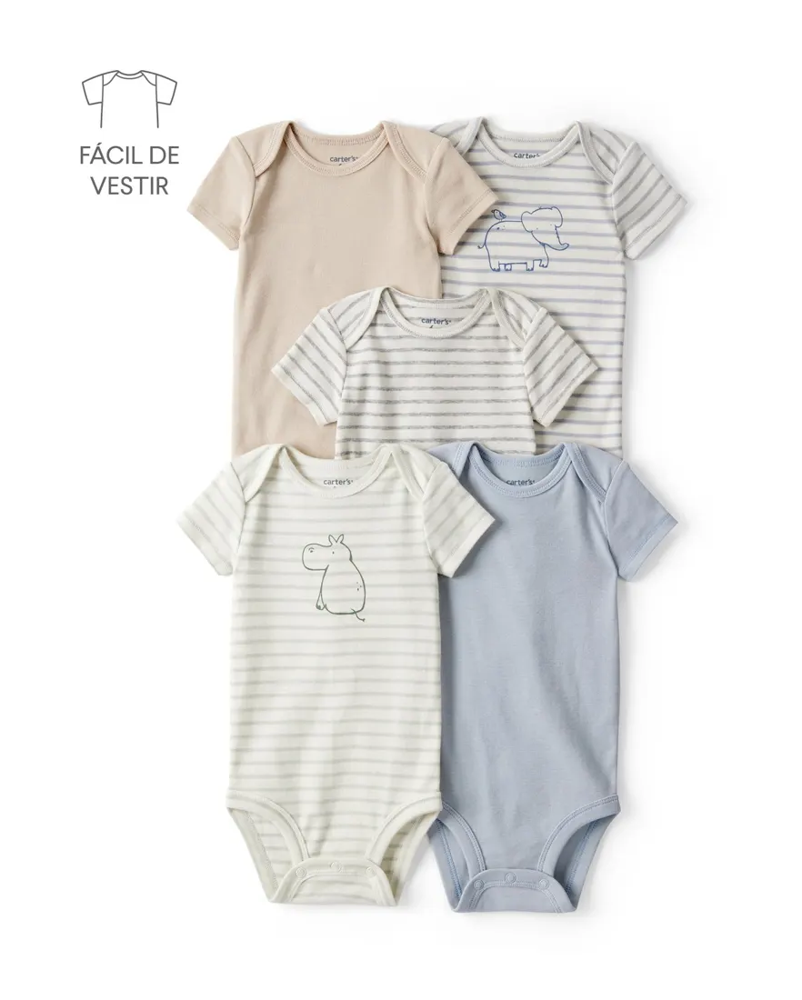 Kit body bebê 5 peças listrada - multicor