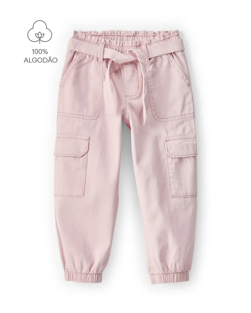 Calça infantil clochard cargo - rosa