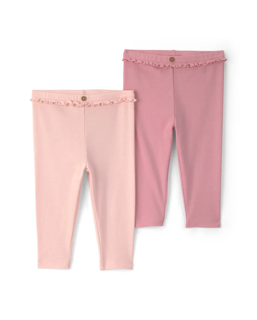 Kit calça bebê 2 peças com babado - Multicor