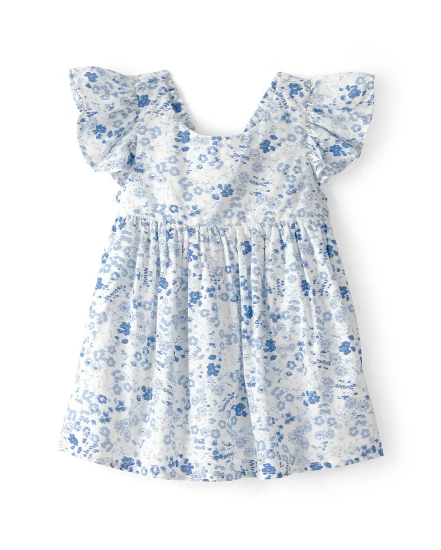 Vestido bebê estampa floral com calcinha - azul