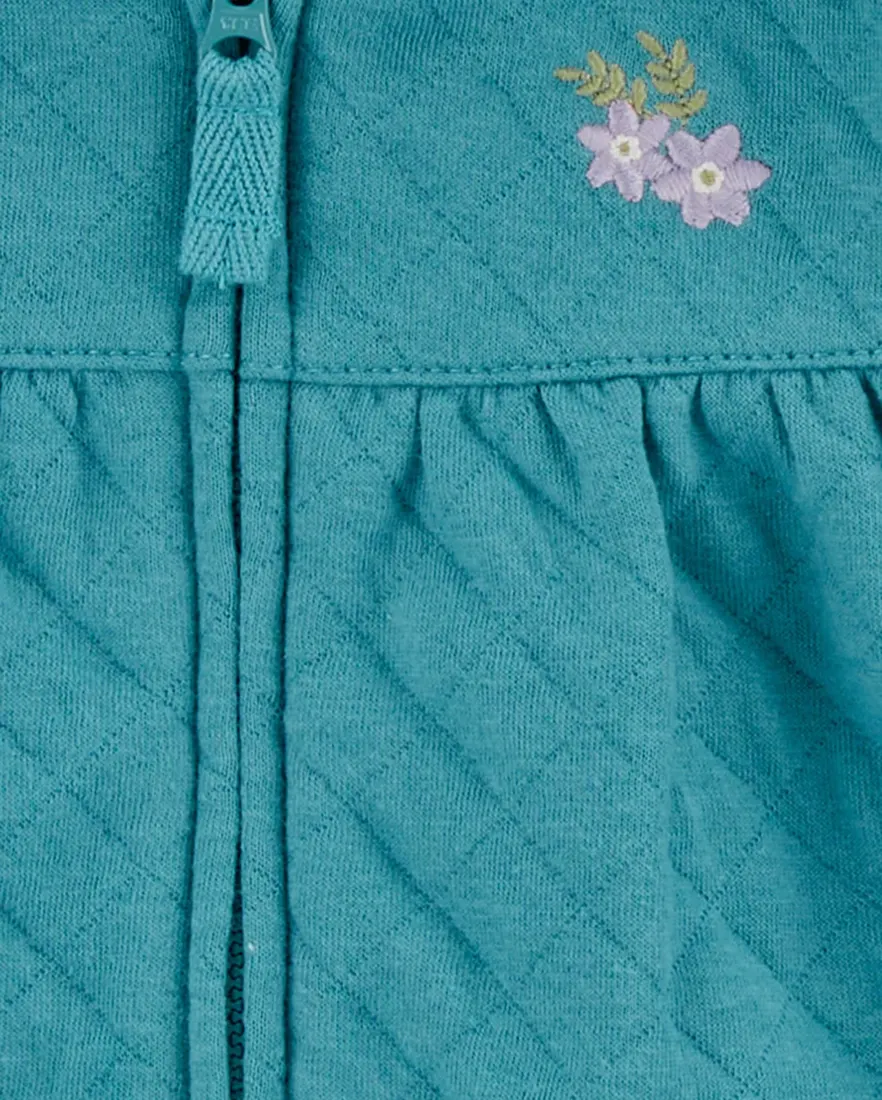 Outra vista de Conjunto longo bebê 3 peças matelassê floral - multicor