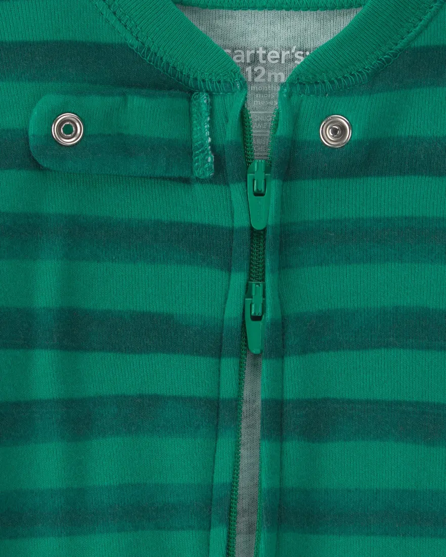 Outra vista de Macacão pijama com pezinho bebê menino em algodão Natal - Verde