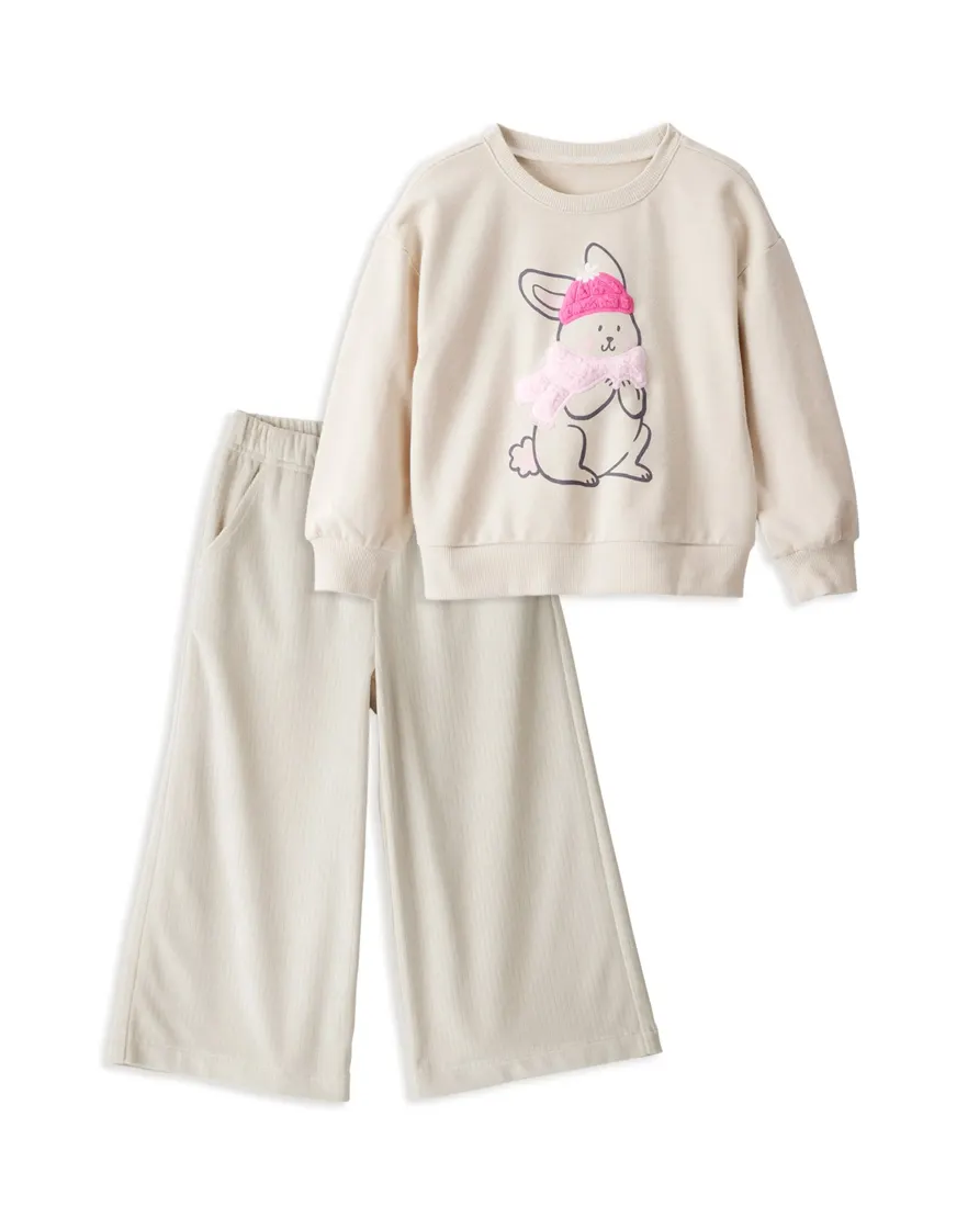 Conjunto longo infantil 2 peças coelhinho - bege