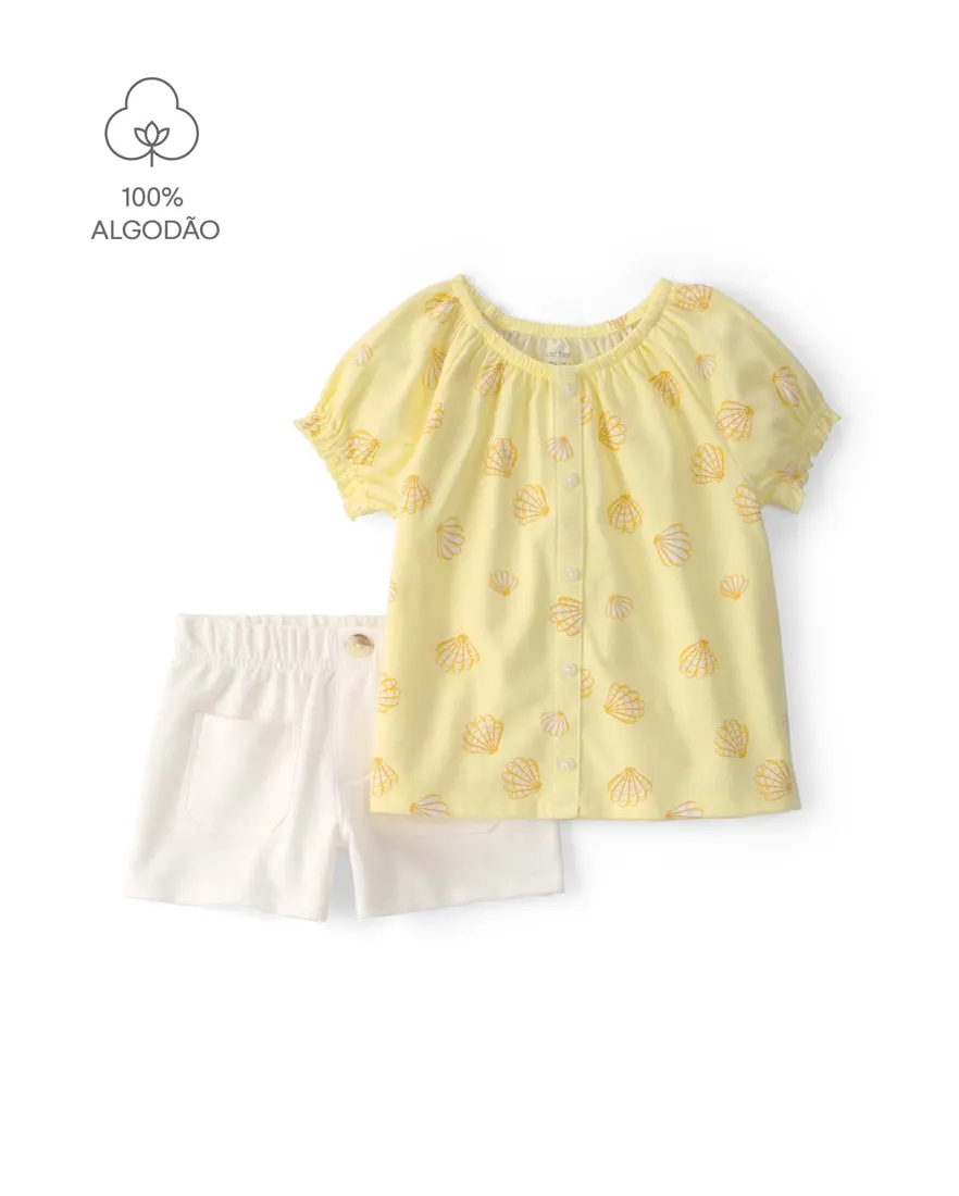 Conjunto infantil 2 peças conchinhas - multicor
