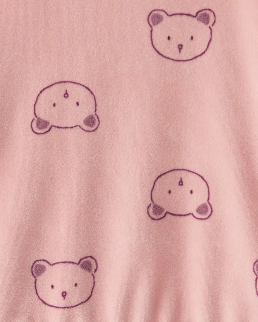 Outra vista de Conjunto longo infantil 2 peças em plush ursinhos - rosa