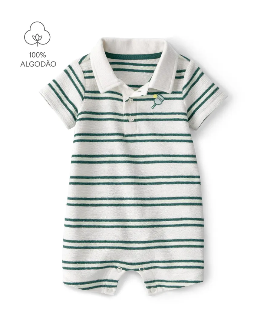 Outra vista de Enxoval bebê menino em algodão estampado 4 peças - Multicor