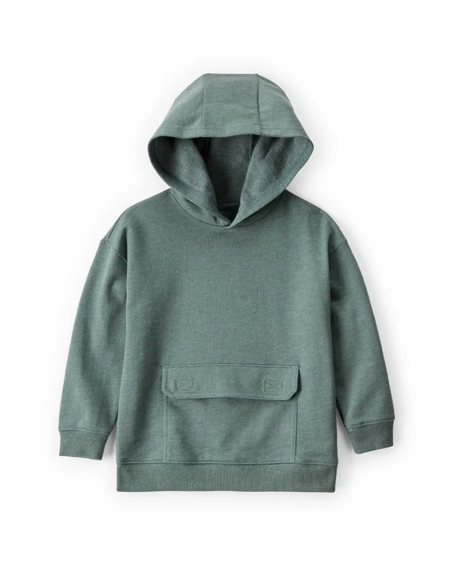 Blusa de moletom infantil mescla com capuz - verde