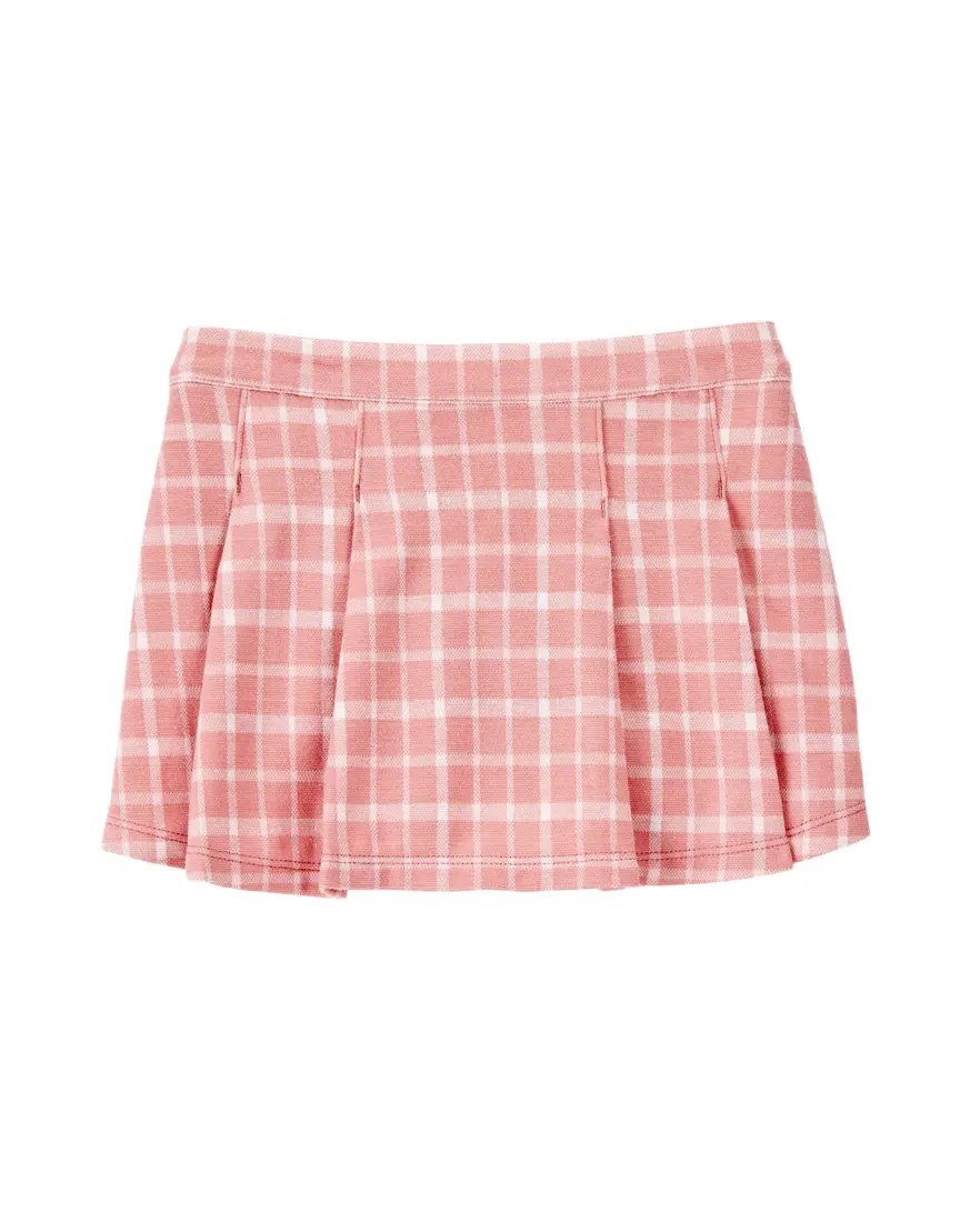 Short-saia infantil xadrez - rosa